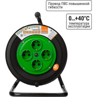 Силовой удлинитель на катушке TDM ELECTRIC народный, 4 гнезда, ПВС, 3500 Вт, с заземлением, 30м SQ1307-0522