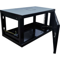 Настенный разборный шкаф КДДС 19", 6u, перфорированная дверь, 600x450, черный УТ-00001095