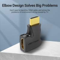 Адаптер-переходник VENTION HDMI v2.0 19M/19F угол 90 AIPB0