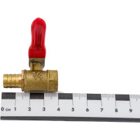 Кран шаровый внутренняя резьба 1/4"M на елочку 10 мм, латунь Pegas pneumatic 4418