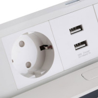 Врезной прямоугольный удлинитель GTV soft, 2xschuko, 2xusb/5v, вилка провод 1,5м, белый AE-PBSUC2GS-10