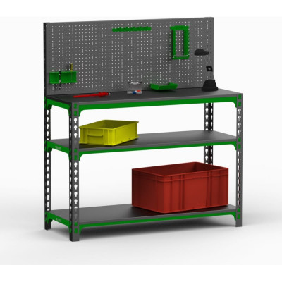 ООО Металекс Стол-верстак 950x1800x500 (две полки) + перфопанель с комплектом аксессуаров SVPIIPRIA951850