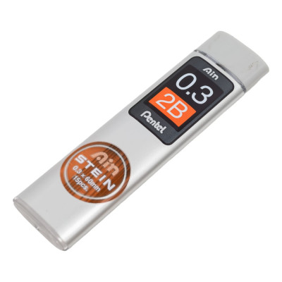 Pentel Грифели для карандашей автоматических Ain Stein 0.3 мм 15 грифелей в тубе C273-2BO 2B 704086