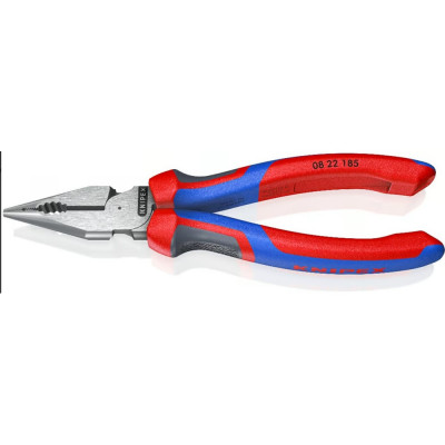 Knipex Плоскогубцы комбинированные остроконечные с удлинёнными губками, длина 185 мм, фосфатированные, 2-комп ручки KN-0822185