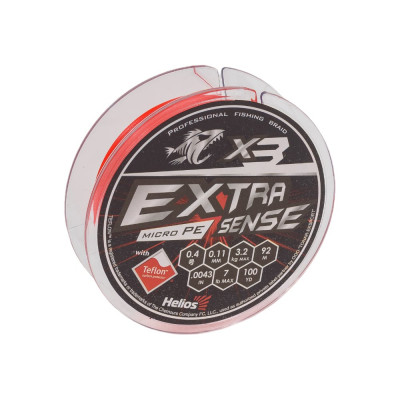 Helios Шнур extrasense x3 pe red 92m 0.4/7lb 0.11mm (hs-es-x3-0.4/7lb) 00000218730