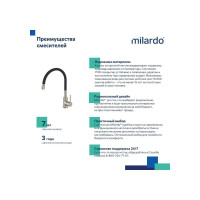 Milardo Смеситель для кухни с гибким изливом, сатин, Meal, , M01BN0FM05
