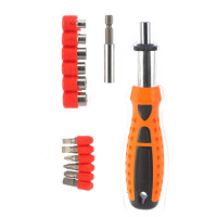 Реверсивная отвертка с битами и головками 15 шт SPARTA  в пласт.боксе// 115565