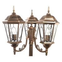 Садово-парковый светильник, столб шестигранный 3*60W E27 230V, черное золото Feron PL158 11326