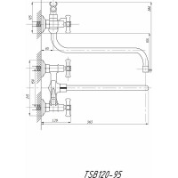 Смеситель для ванны с душем TSARSBERG тип См-ВУДРНШлА TSB-120-95