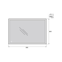 Зеркало со встроенным светильником и сенсорным выключателем BelBagno SPC-GRT-900-800-LED-TCH