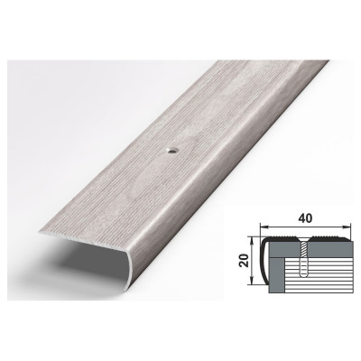 Порог угловой алюминиевый (40х20 мм; 0.9 м; декоративный; ясень белый) Лука УТ000023961