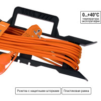Силовой удлинитель-шнур на рамке TDM ELECTRIC УШз10 штепс. гнездо, 10м ПВС 3х0,75 SQ1302-0321