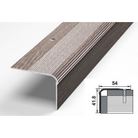 Порог угловой алюминиевый декоративный (54х41,8 мм, 0,9 м, Дуб дымчатый) ЛУКА УТ000024079