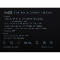 Внешний аккумулятор TopOn 24000mAh (88.8Wh) Type-C1 PD 60W, Type-C2 PPS 33W, TOP-T84