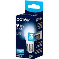Светодиодная лампа ФОТОН LED P45 9Вт E27 6500K холодный свет 24019