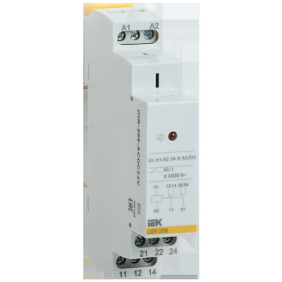 Промежуточное реле IEK OIR 2 контакта, 8А, 24В, AC/DC OIR-208-ACDC24V