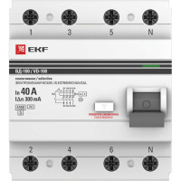 Селективное устройство защитного отключения EKF 4P 40А/300мА PROxima elcb-4-40-300S-em-pro