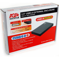 Внешний корпус AgeStar USB 3.0 2.5" SATAIII HDD/SSD, пластик, чёрный UASP, 3UB2P3 (BLACK)