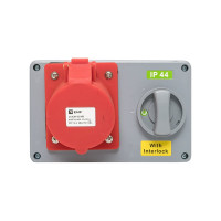 Розетка с блокировкой и выключателем EKF 1425 3Р+РЕ+N 32А 380В IP44 ps-1425-32-380
