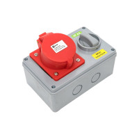 Розетка с блокировкой и выключателем EKF 1425 3Р+РЕ+N 32А 380В IP44 ps-1425-32-380