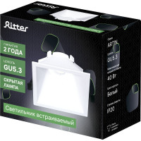 Встраиваемый потолочный светильник RITTER Artin квадрат скрытая лампа 94x94x52 монтажное отверстие 85x85 GU5.3 белый 51437 4