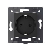 Электрическая розетка LIVOLO с заземлением защитными шторками 16A, зажимы, цвет черый (механизм) VL-FCTC16A-2BPS01