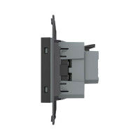 Электрическая розетка LIVOLO с заземлением защитными шторками 16A, зажимы, цвет черый (механизм) VL-FCTC16A-2BPS01