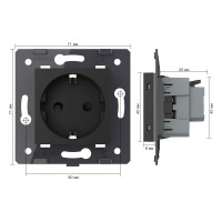 Электрическая розетка LIVOLO с заземлением защитными шторками 16A, зажимы, цвет черый (механизм) VL-FCTC16A-2BPS01