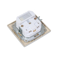 Розетка Intro Plano с заземлением 2P+E Schuko со шторками, 2хUSB 5В-2,1А, IP20, СУ, алюминий, Б0053944