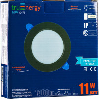 Светодиодный светильник truEnergy ультратонкий круг 11W 4000К 1400Lm D145мм черный алюминий 10472