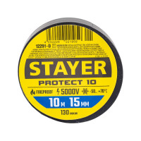 Изоляционная лента STAYER Protect-10 ПВХ 10м х 15 мм, 5000 В, черная 12291-D_z01