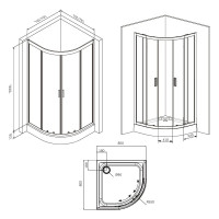 Душевое ограждение AM.PM Gem 1/4 Rond, 80x80, стекло прозрачное, профиль черный матовый, без поддона W90G-401-080BT