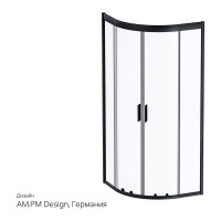 Душевое ограждение AM.PM Gem 1/4 Rond, 80x80, стекло прозрачное, профиль черный матовый, без поддона W90G-401-080BT