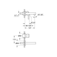 Настенный смеситель для раковины на 2 отверстия GROHE Concetto New 19575001