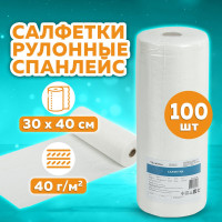 Одноразовая белая салфетка ЧИСТОВЬЕ в рулоне 100 шт, 30x40 см, спанлейс 40 г/м2 631060
