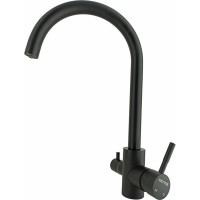 Смеситель для кухни OUTE однорычажный, черный матовый, со встроенным краном под питьевую воду, нержавеющая сталь T60203CK-300