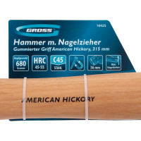 Молоток-гвоздодер GROSS 680 г, угол 75, магнит, обрезиненная рукоятка american hickory 10425