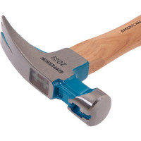 Молоток-гвоздодер GROSS 560 г, угол 75, магнит, обрезиненная рукоятка american hickory 10419