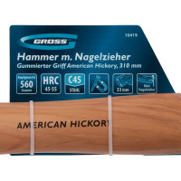 Молоток-гвоздодер GROSS 560 г, угол 75, магнит, обрезиненная рукоятка american hickory 10419