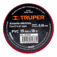 Изолента Truper акрил, 18 м, ширина 19 мм, красная M-33R 12504