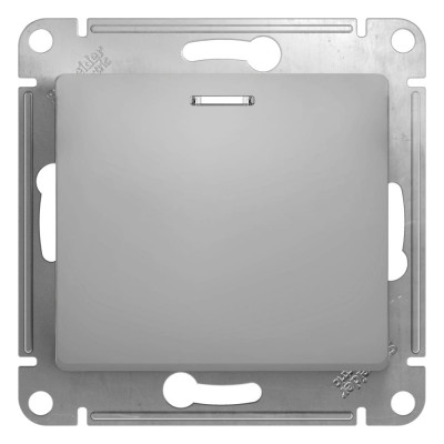 1-клавишный выключатель Systeme Electric GLOSSA 10AX с подсветкой алюминий GSL000313
