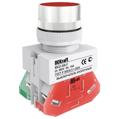 Выключатель кнопочный DEKraft ВК-22, ABLF, 10 А, IP54 25014DEK