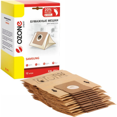 Мешки-пылесборники бумажные 12 шт + 2 микрофильтра для пылесоса Ozone XXL-P03