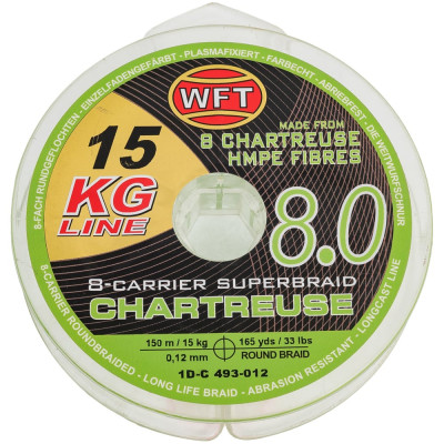 Плетеная леска WFT KG x8 Chartreuse150/012 1D-C-493-012