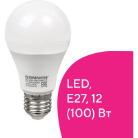 Светодиодная лампа SONNEN 12Вт, цоколь Е27, грушевидная, теплый белый свет, LED A60-12W-2700-E27 453697