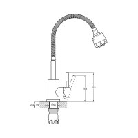Смеситель для кухни Solone с гибким гофрированным изливом, нержавеющая сталь EZA4-A090