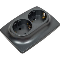 Розетка ЭРА 12210812 2x2PE Schuko со шторками, 16A/250В, IP20, 2, графит Б0036448