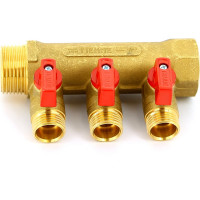 Коллектор Tiemme НВ 1', 3х1/2'х16 Н 36 мм, с кранами 1820005