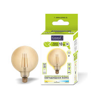 Светодиодная лампа General Lighting Systems Филамент прозрачный золотой E27 10Вт 1025Лм 2700К Теплый белый свет Шар GLDEN-G95S-10-230-E27-2700 655308