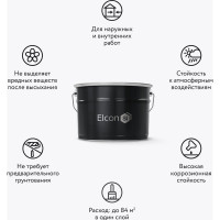 Кузнечная краска с молотковым эффектом Elcon черная 10кг 00-00002848